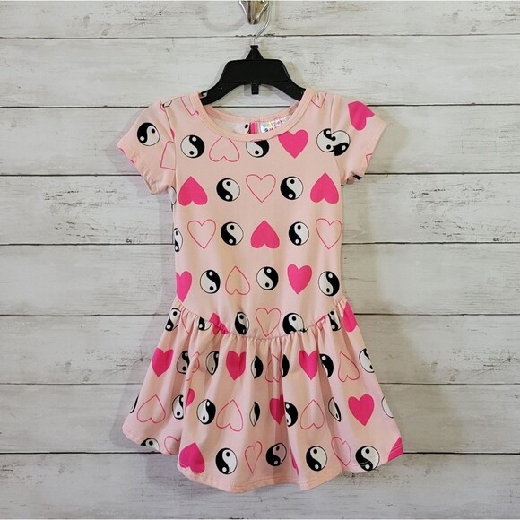 Dot Dot Smile Other - Dot Dot Smile Toddler Kids Dress Pink Hearts Yin Yang Drop Waist Size 2T